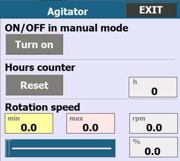 Рис. 11. Меню керування мішалкою в ємності флокуляції.