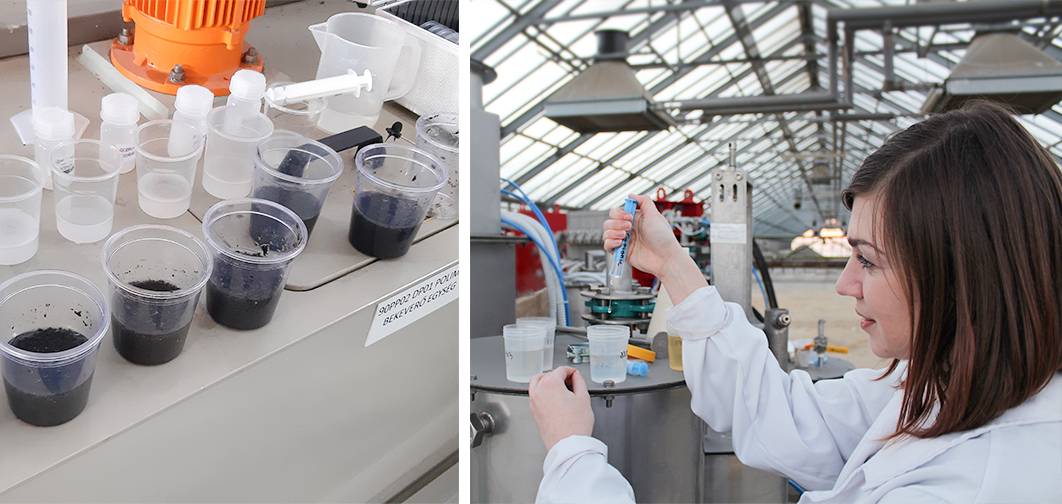 Рис. 14. Лабораторні випробування на об'єкті з метою підбору реагентів